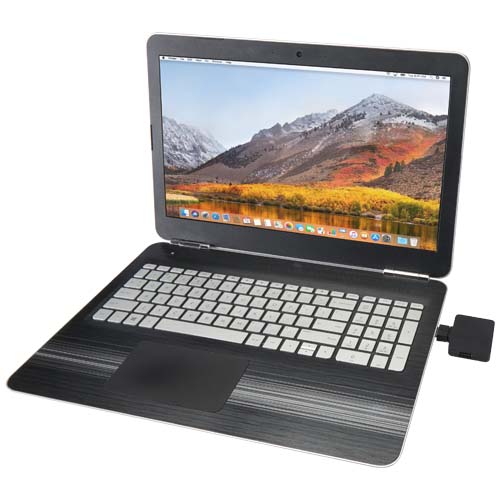 Gaia 4 Port USB Hub mit USB-A- und Typ-C-Ausgang und zwei Eingängen aus recyceltem Kunststoff, schwarz