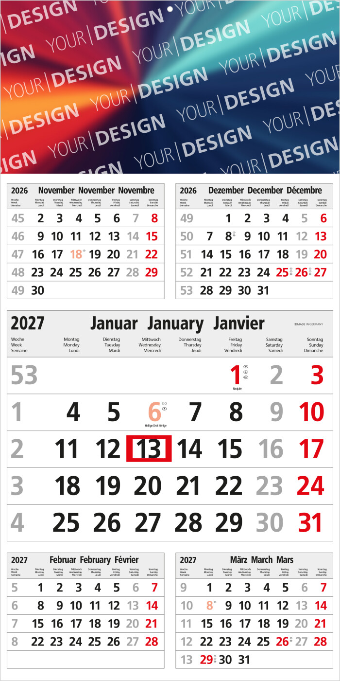5-Monatskalender Einblatt Commerce 5 Post A postoptimiert
