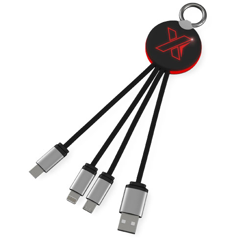 SCX.design C16 Kabel mit Leuchtlogo, rot, schwarz