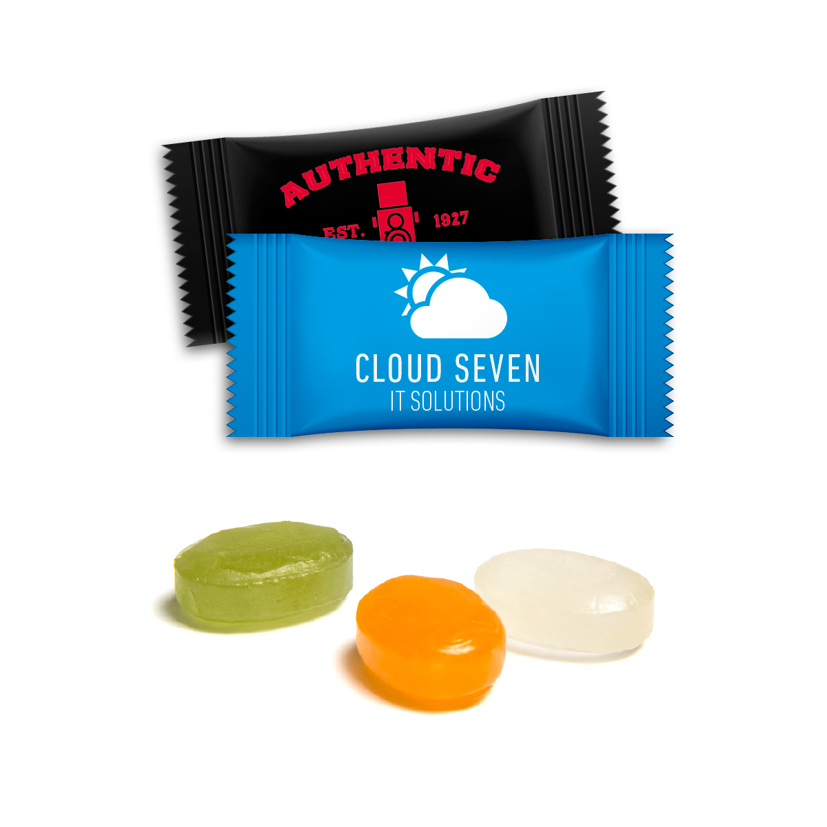 Bonbons im Flowpack | 3 g | Tutti-Frutti | Standard-Folie weiß | 4c Euroskala