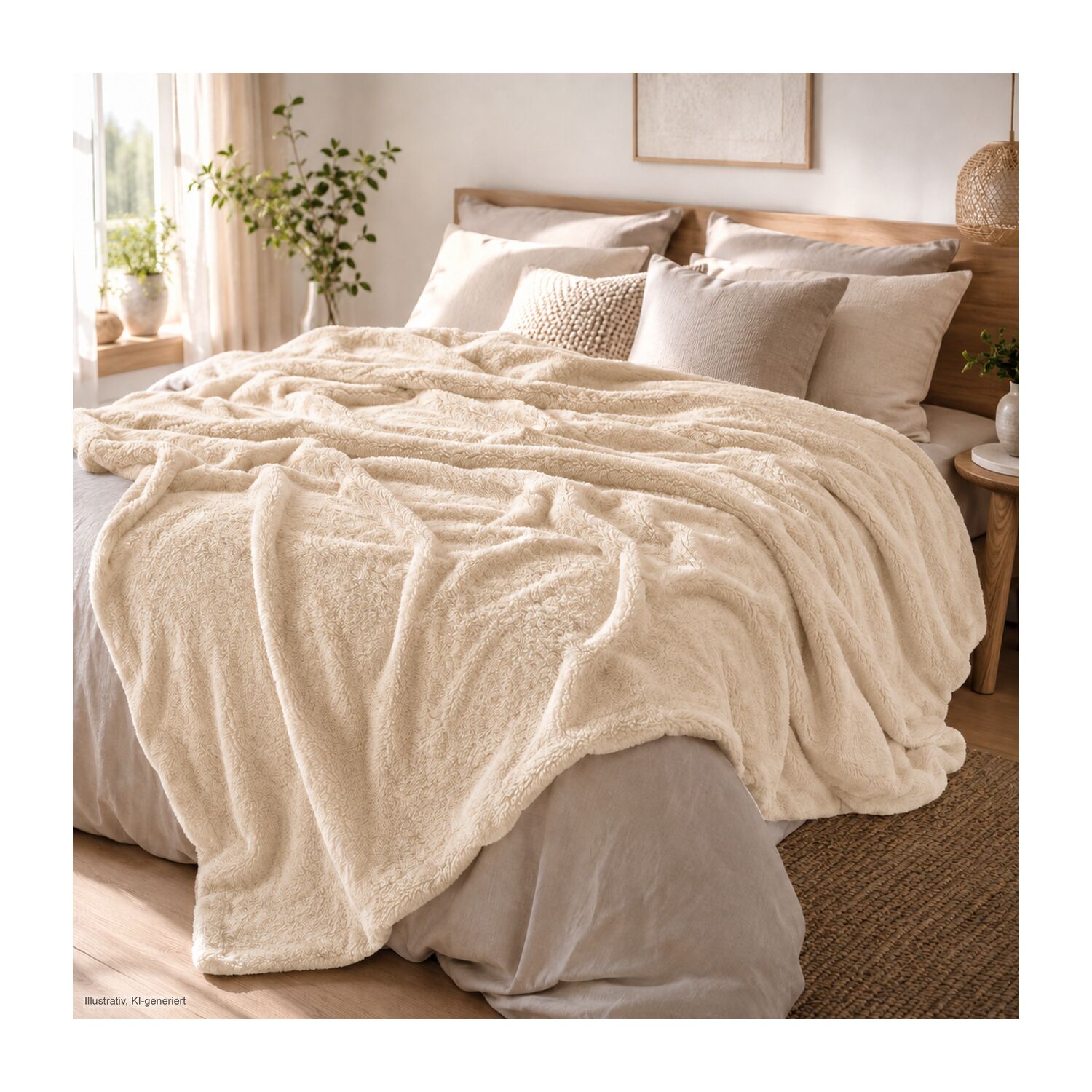 Mikroflauschdecke beige - 150 x 200 cm, 250 g/m²