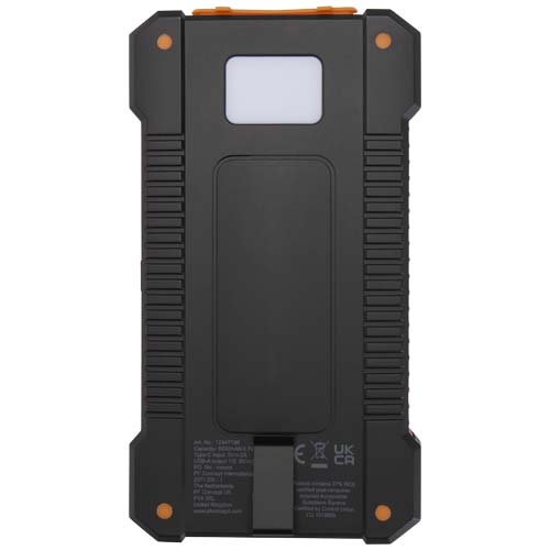 Altair 10 W 5000 mAh robuste Solar Powerbank aus recyceltem Kunststoff mit integrierter Taschenlampe