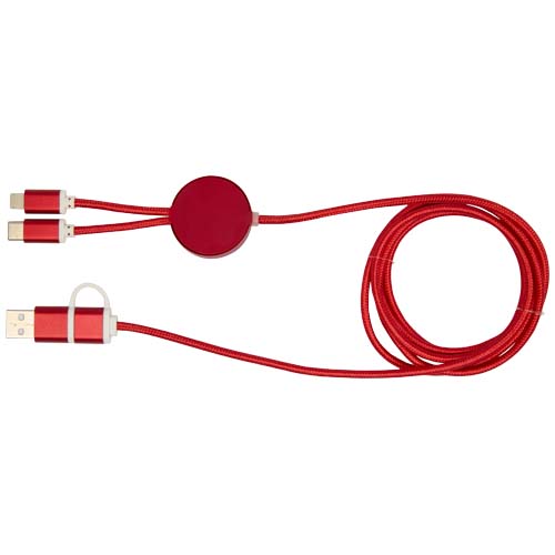 Alasia 150 cm 5-in-1 Kabel aus recyceltem Kunststoff für Datenübertragung und 27W Schnellladung, rot