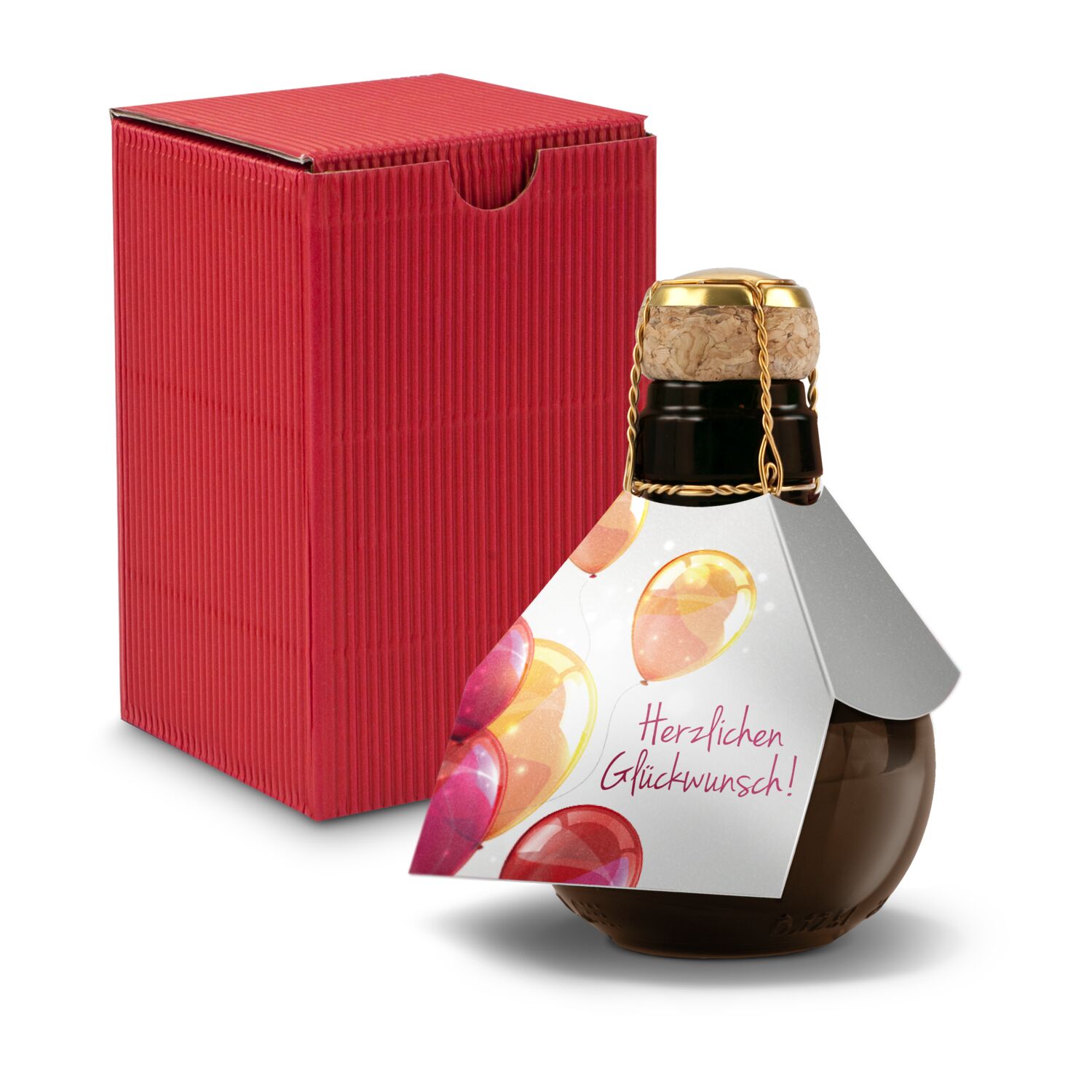 Origineller Sekt Herzlichen Glückwunsch - Karton Rot, 125 ml