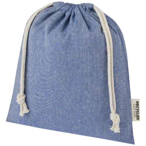 Pheebs 150 g/m² GRS Zuziehbeutel aus Recyclingbaumwolle mittel 1,5 l, heather blau