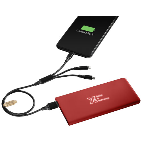 SCX.design P15 5000 mAh Powerbank mit Leuchtlogo, mittelrot