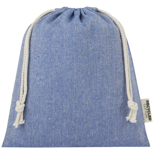Pheebs 150 g/m² GRS Zuziehbeutel aus Recyclingbaumwolle mittel 1,5 l, heather blau