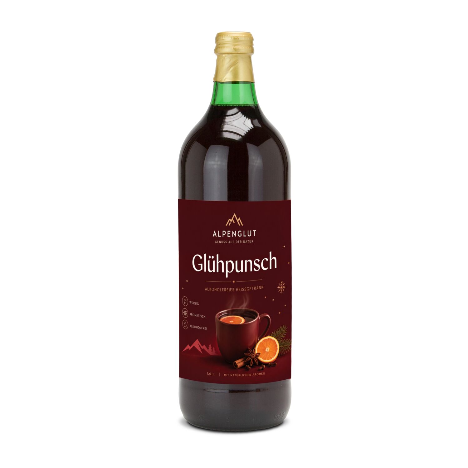 Glühpunsch, alkoholfrei - Flasche grün, 1 l