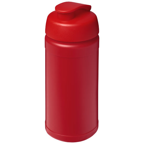 Baseline 500 ml recycelte Sportflasche mit Klappdeckel, rot, rot