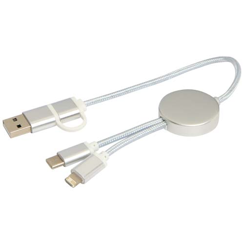 Alasia 30 cm 5-in-1 Kabel aus recyceltem Kunststoff für Datenübertragung und 27W Schnellladung, silber