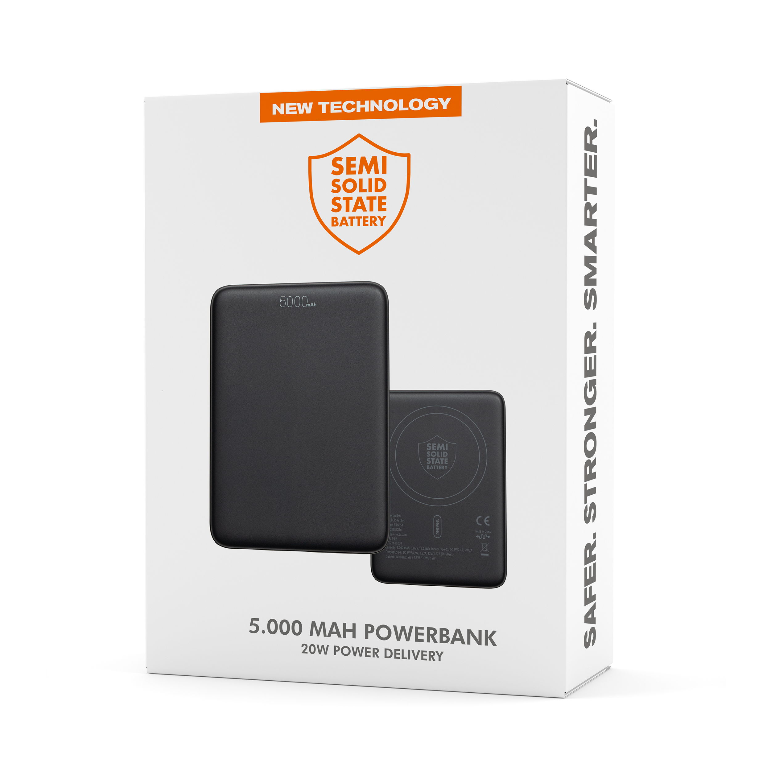 Magnetische 15W Wireless Powerbank REEVES-WATTRON Plus V - 5000 mAh, Schwarz