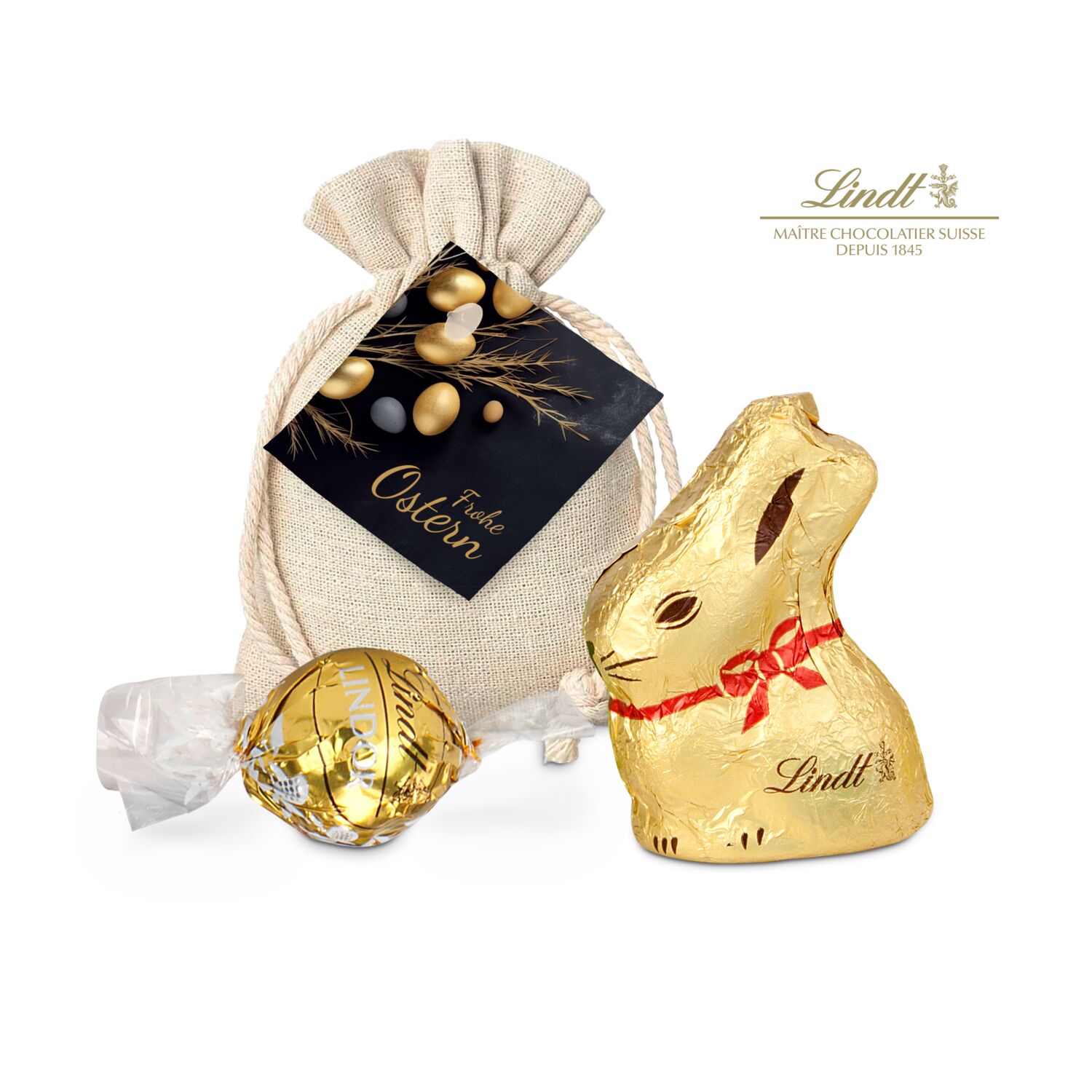 Geschenkartikel / Präsentartikel: Goldenes Ostersäckchen