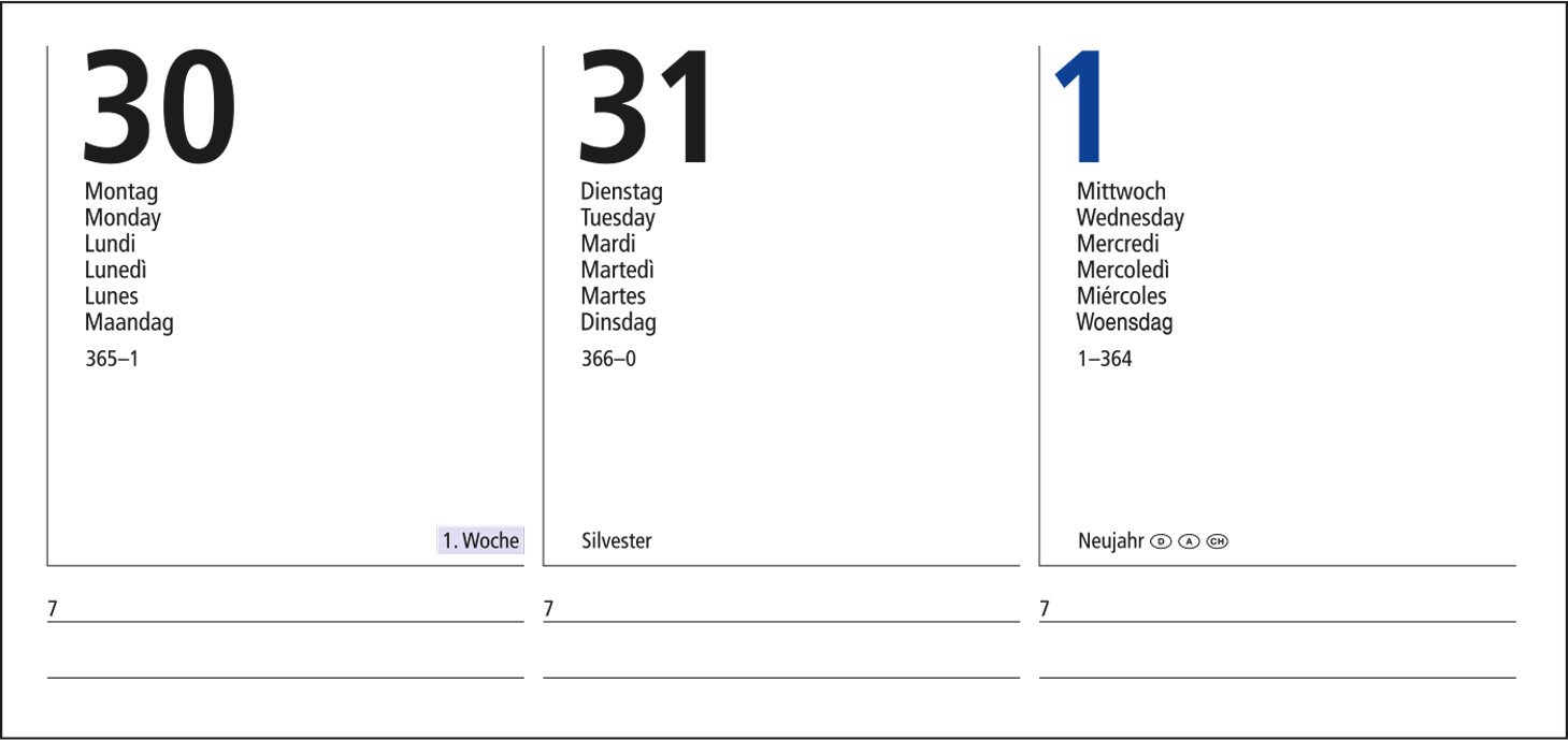 Wochenkalender Media EXPRESS 175 × 245 mm Kunstleder-Hardcover matt