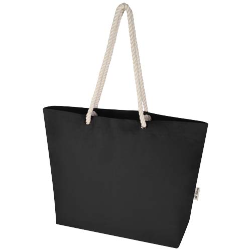 Florida 270 g/m² Strandtragetasche aus recyceltem GRS-Material, schwarz, schwarz