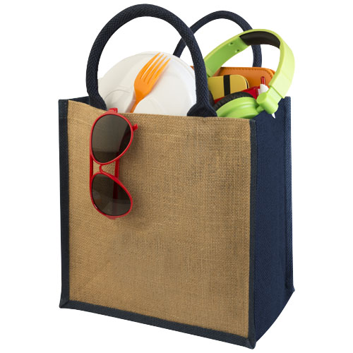 Chennai Jute Tragetasche 16L, natur, navy