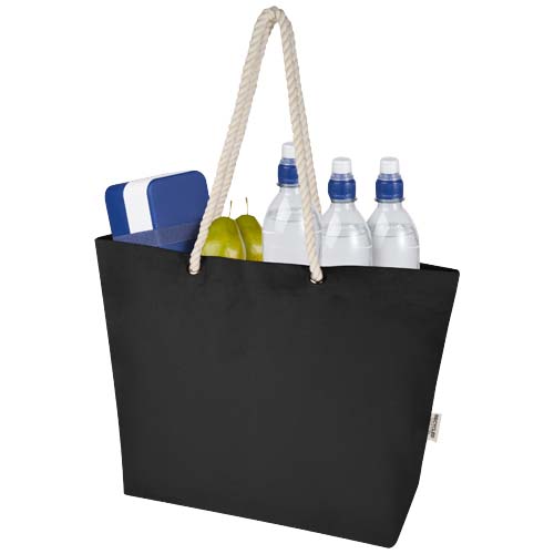 Florida 270 g/m² Strandtragetasche aus recyceltem GRS-Material, schwarz, schwarz