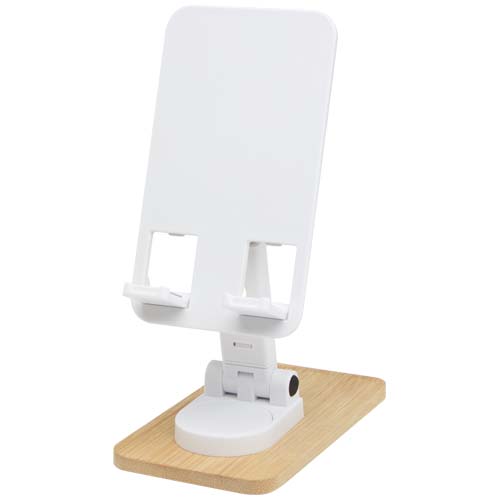 Alfirk Klappbare Smartphonehalterung  aus recyceltem Kunststoff mit Bambusdetails, weiss