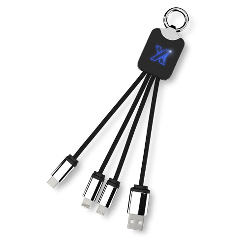 SCX.design C15 Quatro Ladekabel mit Leuchtlogo, blau, schwarz