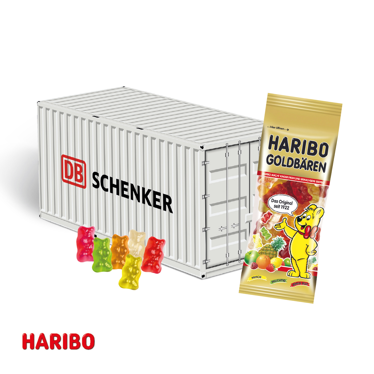 3D Präsent "Container" mit Haribo Goldbären