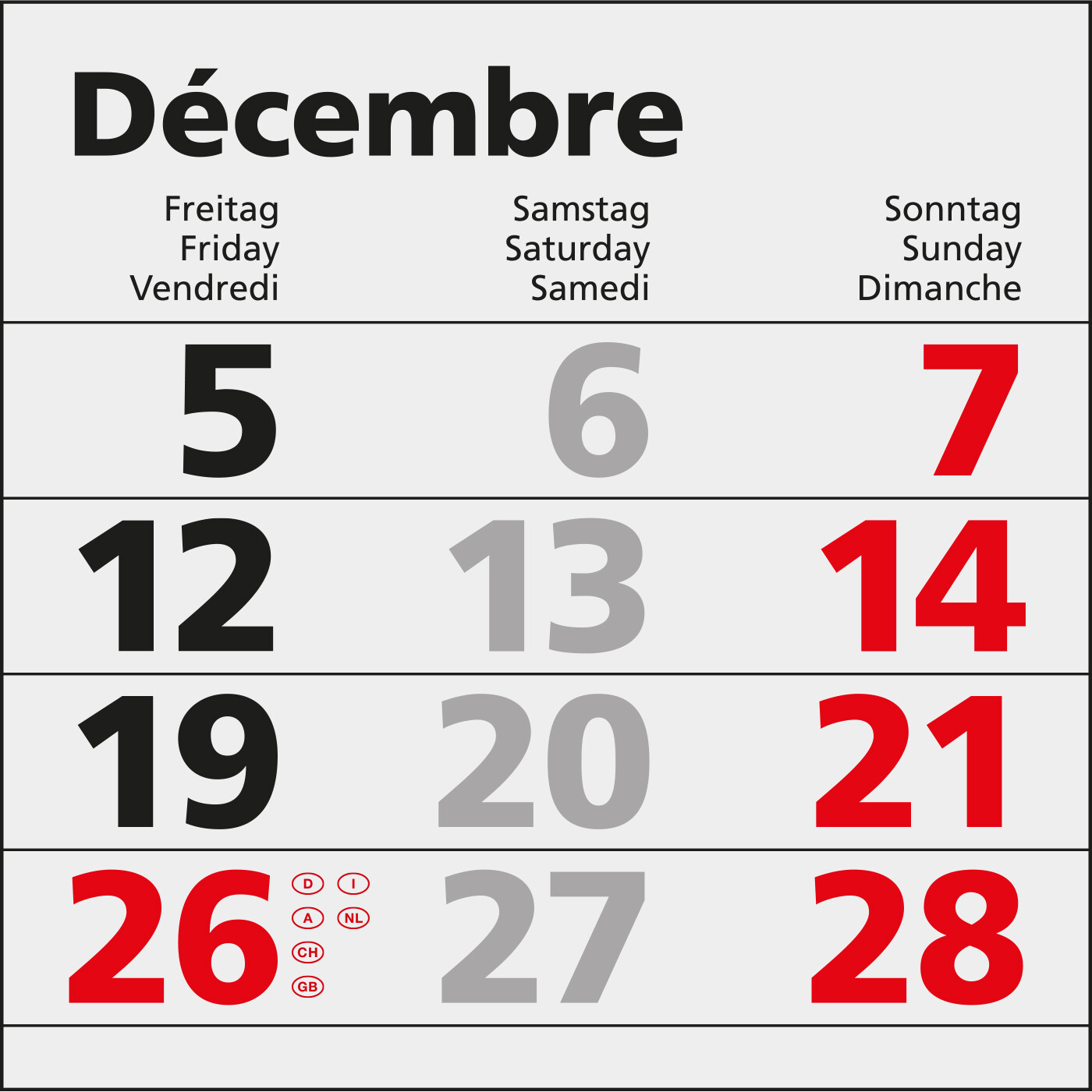 4-Monatskalender Einblatt Mega 4 Post A EXPRESS postoptimiert