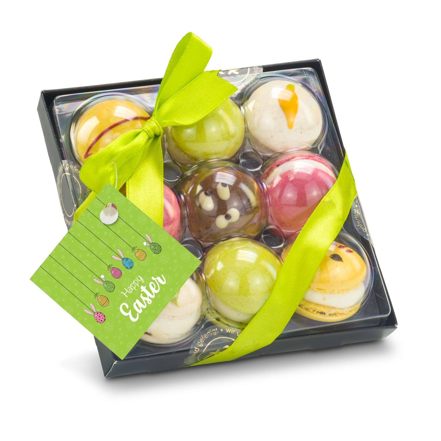 Geschenkartikel / Präsentartikel: Bunte Oster-Macarons