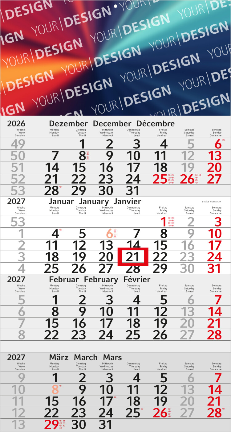 4-Monatskalender Einblatt Budget 4 EXPRESS Schrift leicht