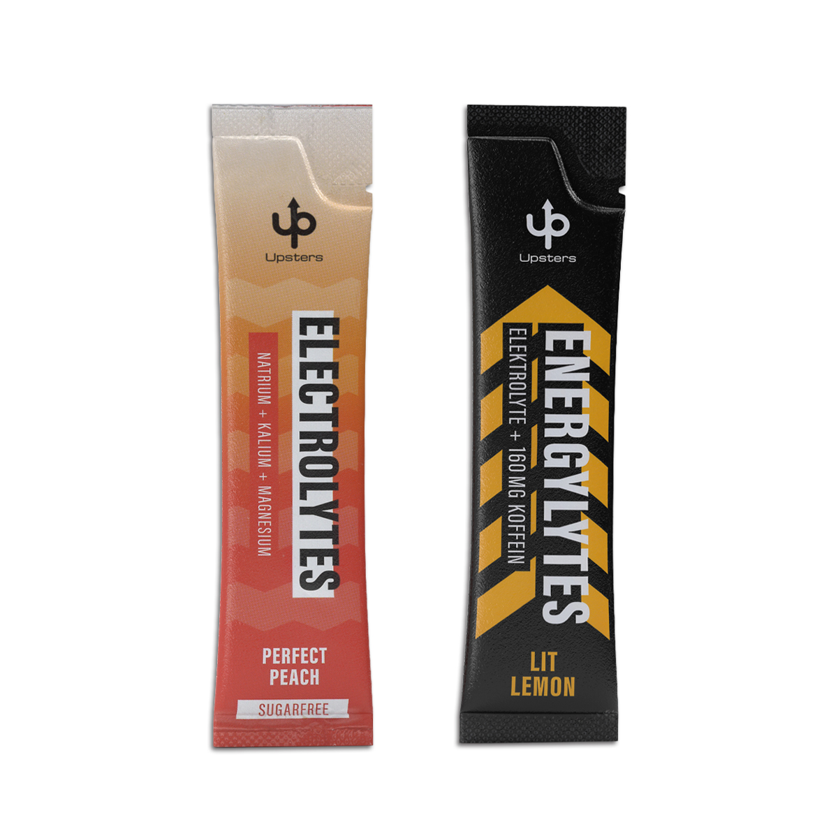 Upsters Electrolytes Stick in Werbeklappkarte | 6,5 g | PERFECT Peach | Stick im individuellen Design | 4c Euroskala
