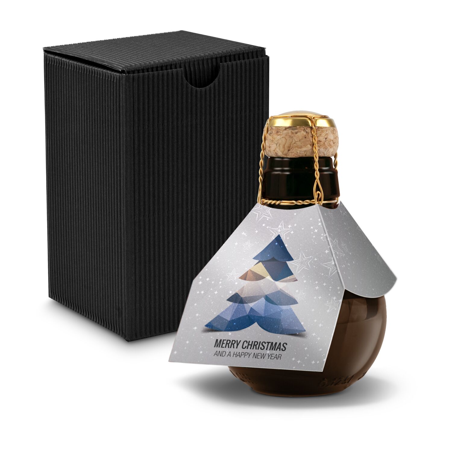 Origineller Sekt Merry Christmas - Karton Schwarz, 125 ml