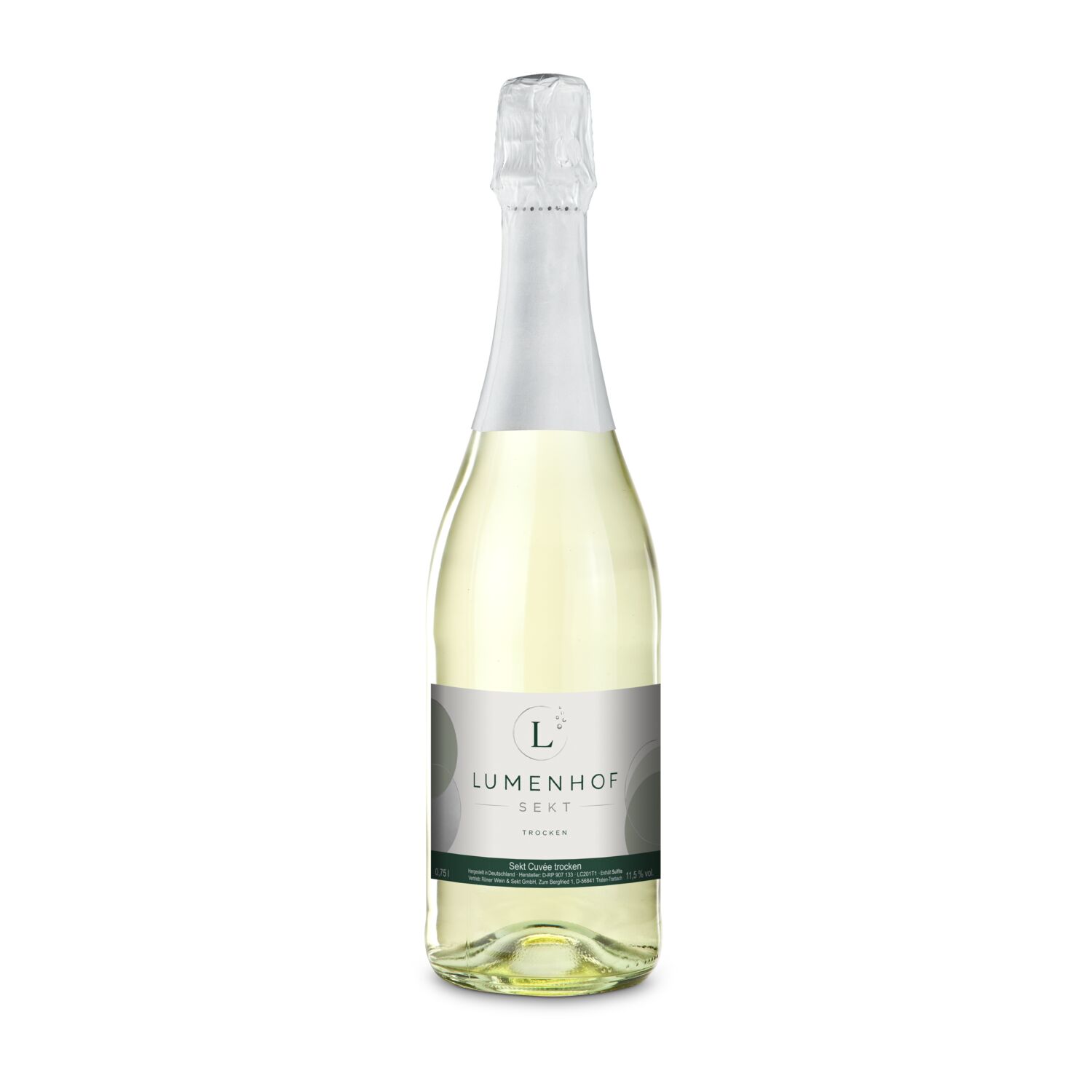 Sekt Cuvée - Flasche klar - Kapselfarbe Weiß, 0,75 l
