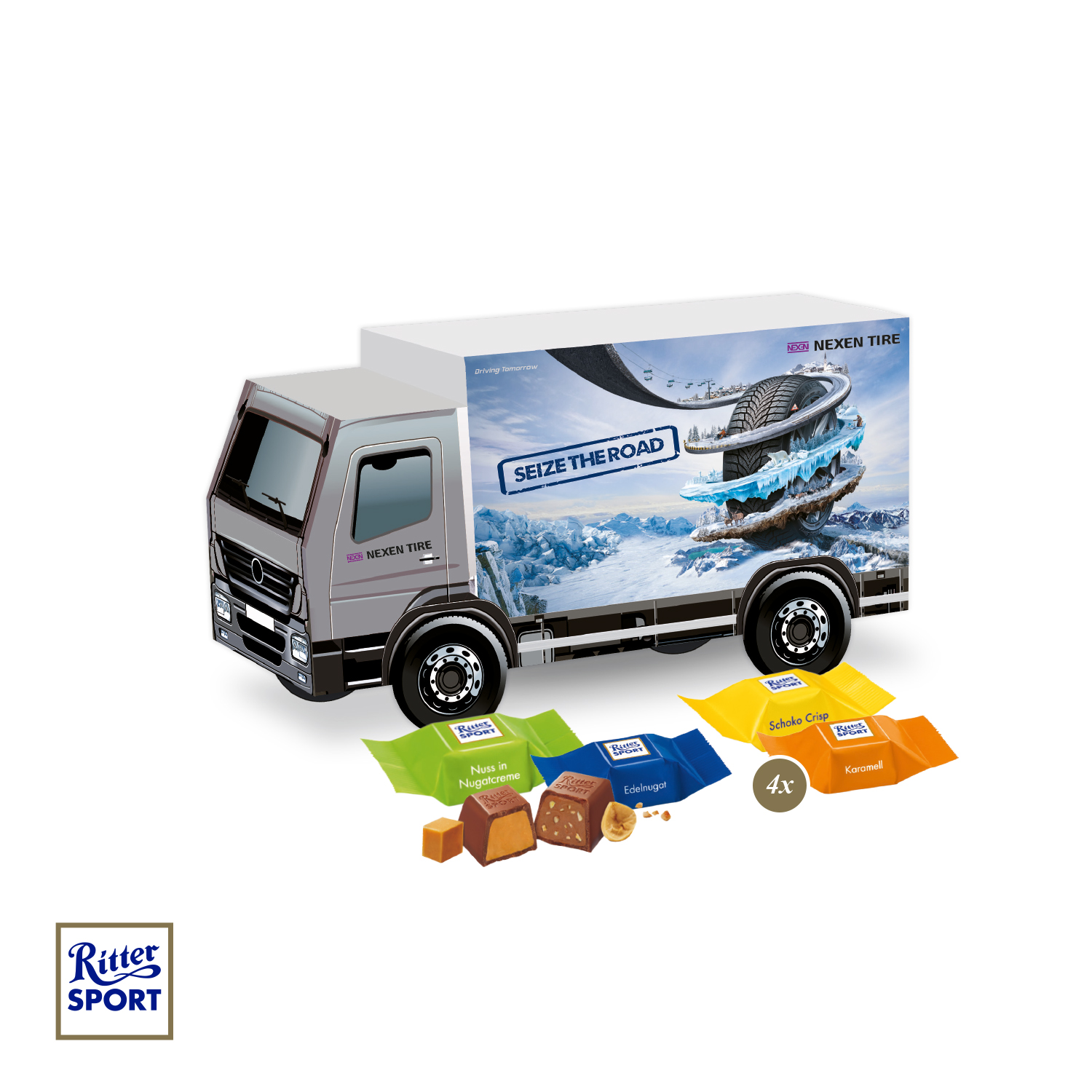 3D Präsent "LKW" mit Ritter SPORT Schokowürfel