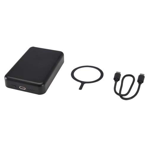 Acrab 15 W 10.000 mAh magnetische kabellose Powerbank mit 20 W PD aus recyceltem Kunststoff, schwarz