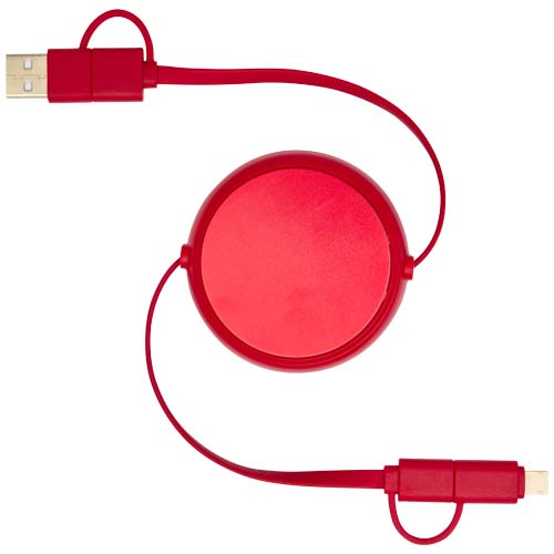 Alasia 100 cm 5-in-1 Kabel aus recyceltem Kunststoff und Aluminium, einziehbar, für Datenübertragung und mit 45W Schnellladun, rot