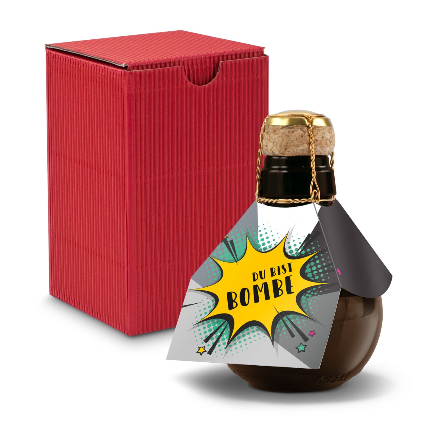 Origineller Sekt Du bist Bombe- Karton Rot, 125 ml