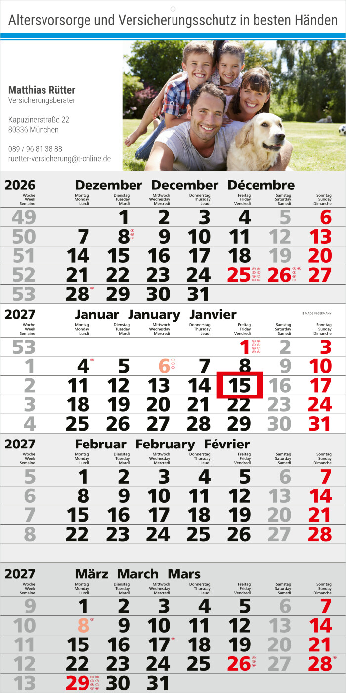 4-Monatskalender Einblatt Mega 4 Post A postoptimiert