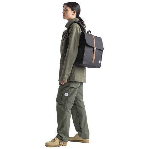 Herschel City Rucksack aus recyceltem Material 16 L, schwarz