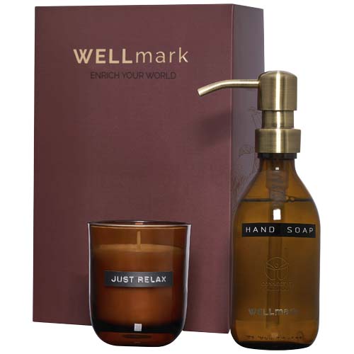 Wellmark Discovery 250 ml Handseifenspender und 150 g Duftkerze im Set, Maroon rot