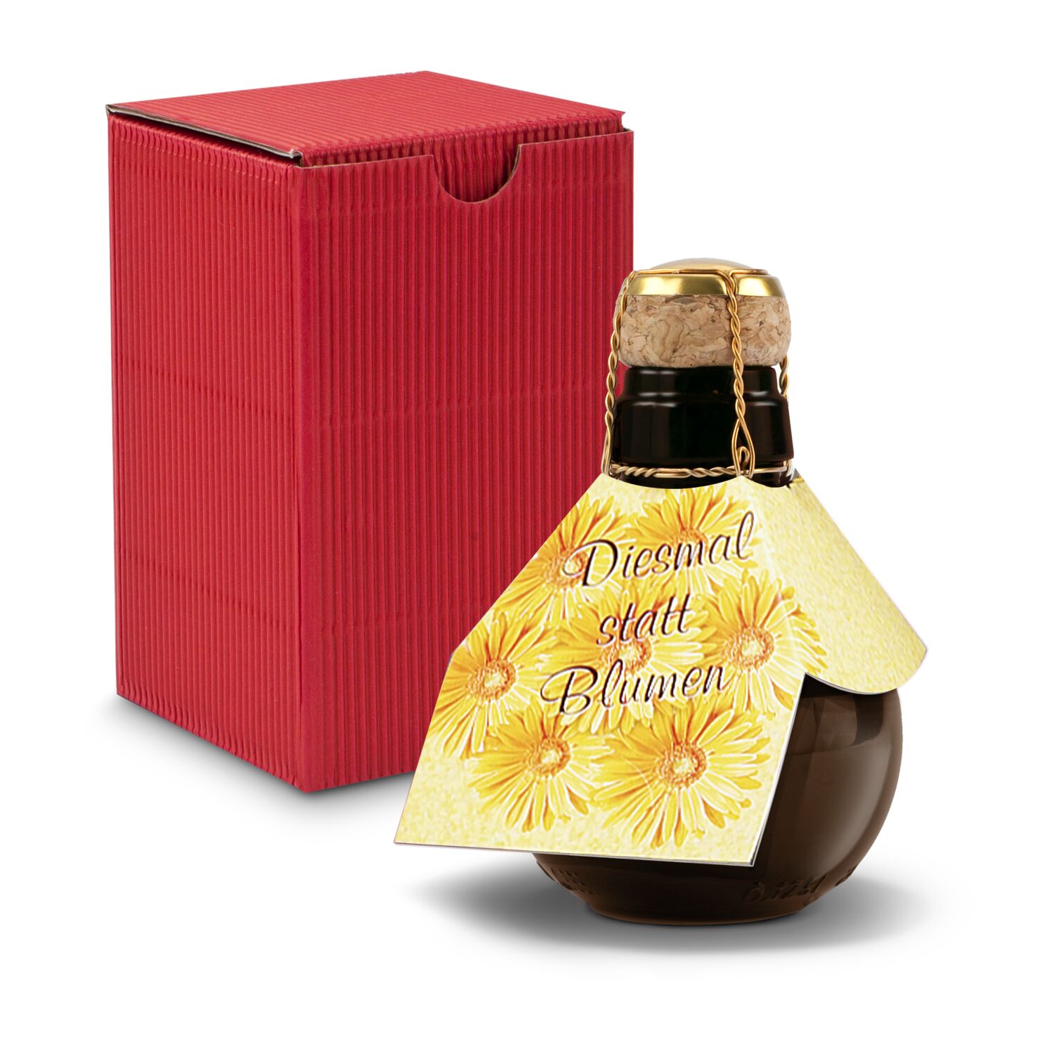 Origineller Sekt Diesmal statt Blumen - Karton Rot, 125 ml