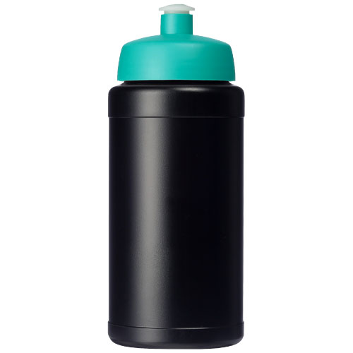 Baseline Recycelte Sportflasche, 500 ml, schwarz, aquablau