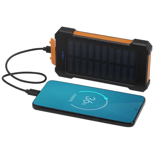 Altair 10 W 5000 mAh robuste Solar Powerbank aus recyceltem Kunststoff mit integrierter Taschenlampe