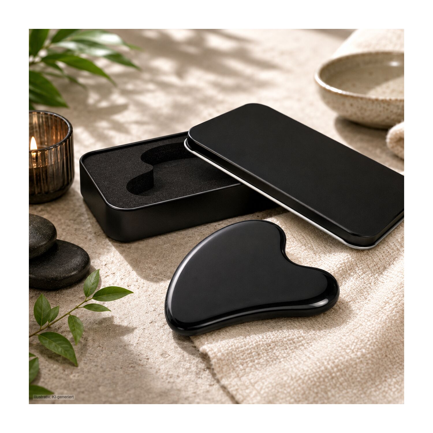 Massagestein Gua Sha Black Obsidian