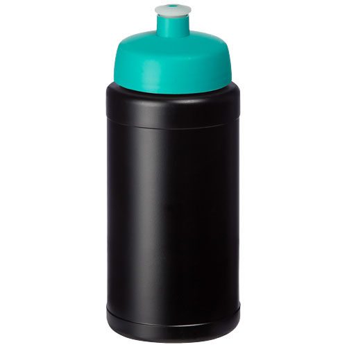 Baseline Recycelte Sportflasche, 500 ml, schwarz, aquablau