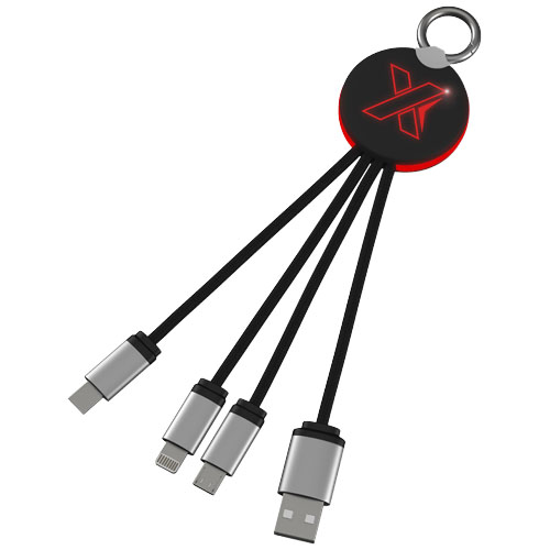 SCX.design C16 Kabel mit Leuchtlogo, rot, schwarz