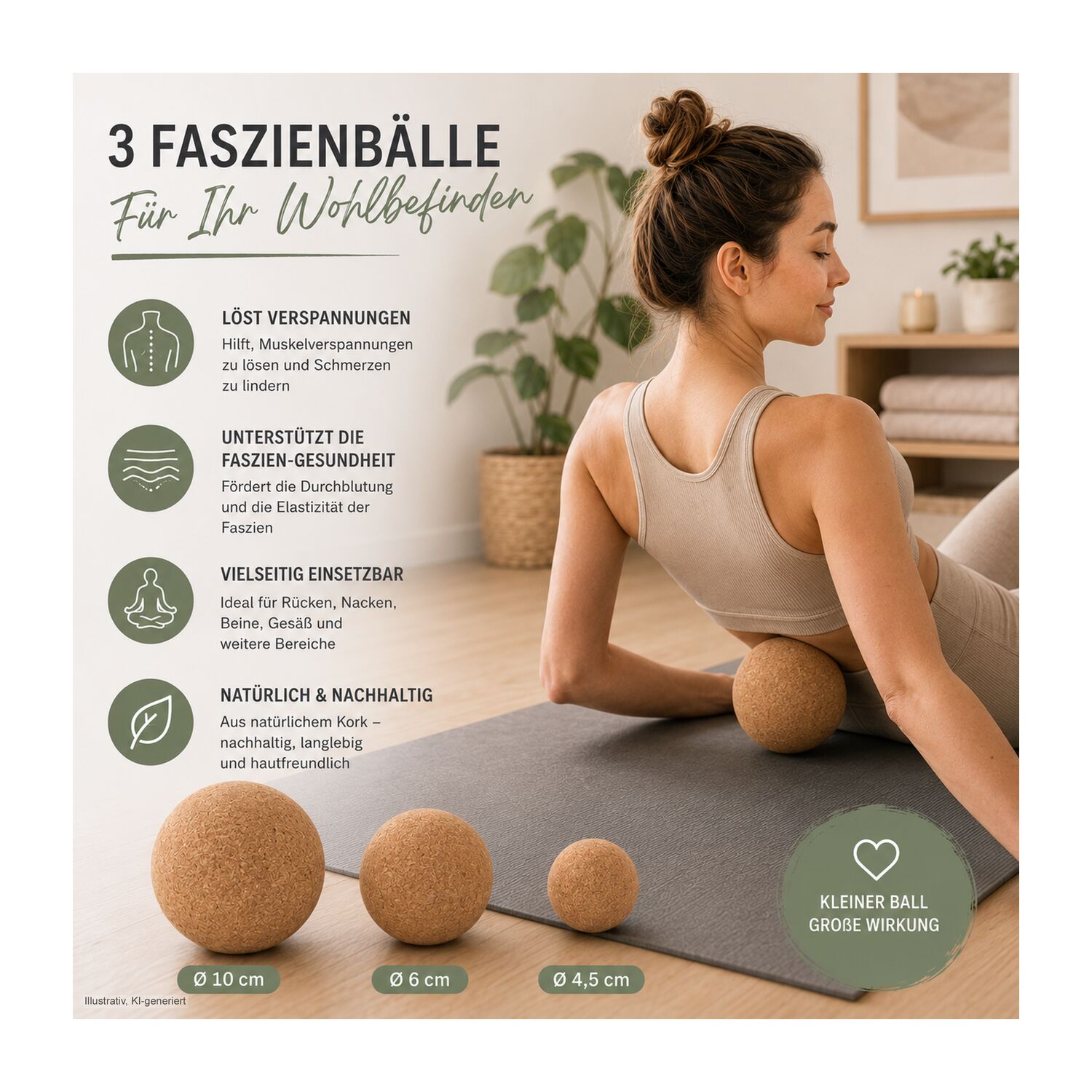 Massagebälle Cork, 3er Set Faszienbälle