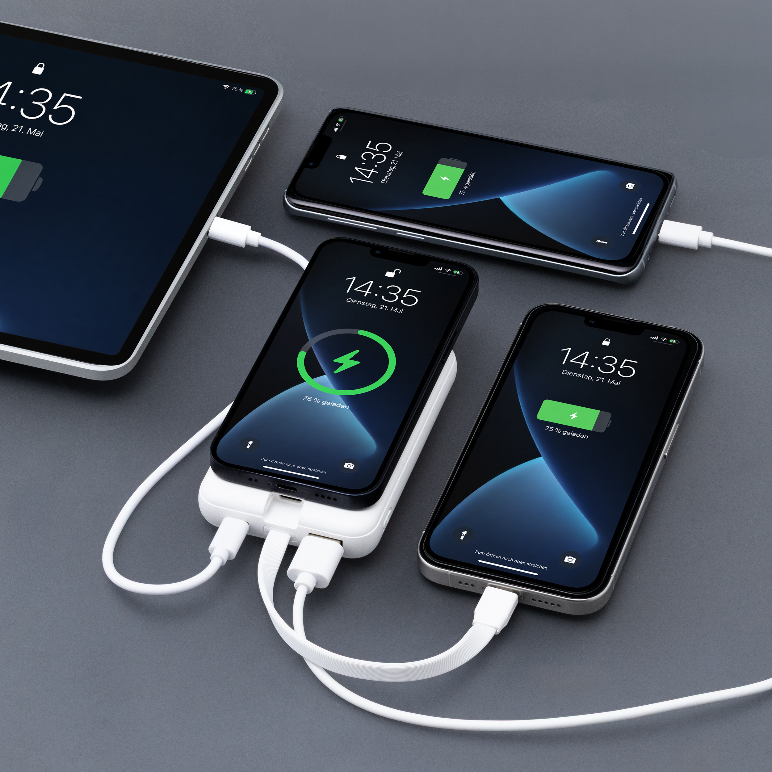 Magnetische 15W Wireless Powerbank REEVES-WATTRON Plus V - 10000 mAh, Weiss