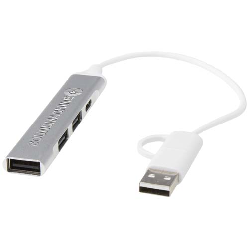 Alkaid 4 Port Hub aus recyceltem Aluminium mit USB-A- und Typ-C-Anschlüssen und zwei Eingängen