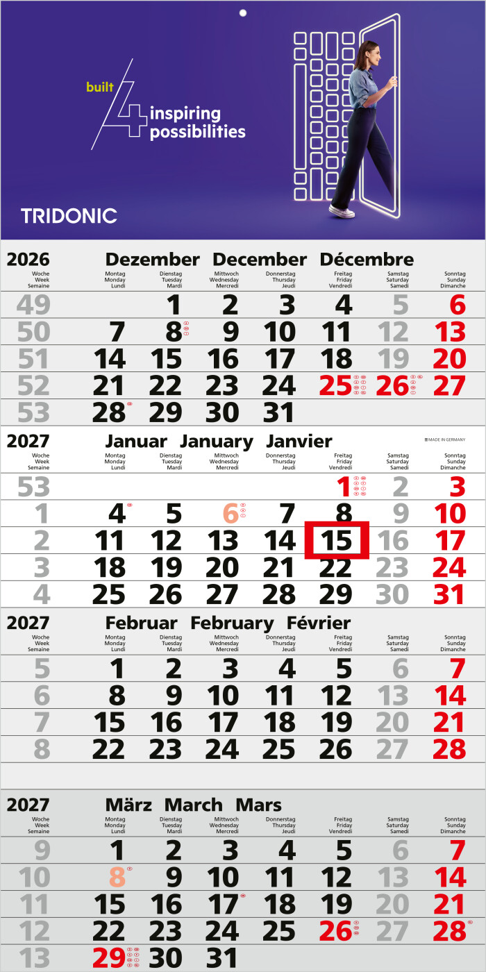 4-Monatskalender Einblatt Mega 4 A Schrift fett