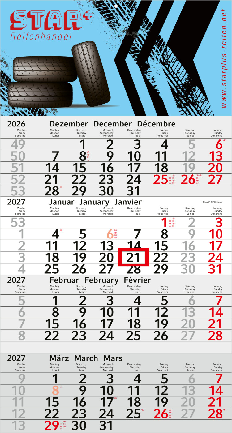 4-Monatskalender Einblatt Budget 4 EXPRESS Schrift leicht