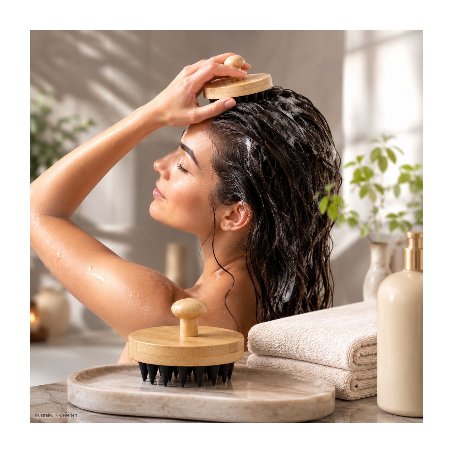 Massagebürste Scalp, Kopfhautbürste mit Silikonnoppen