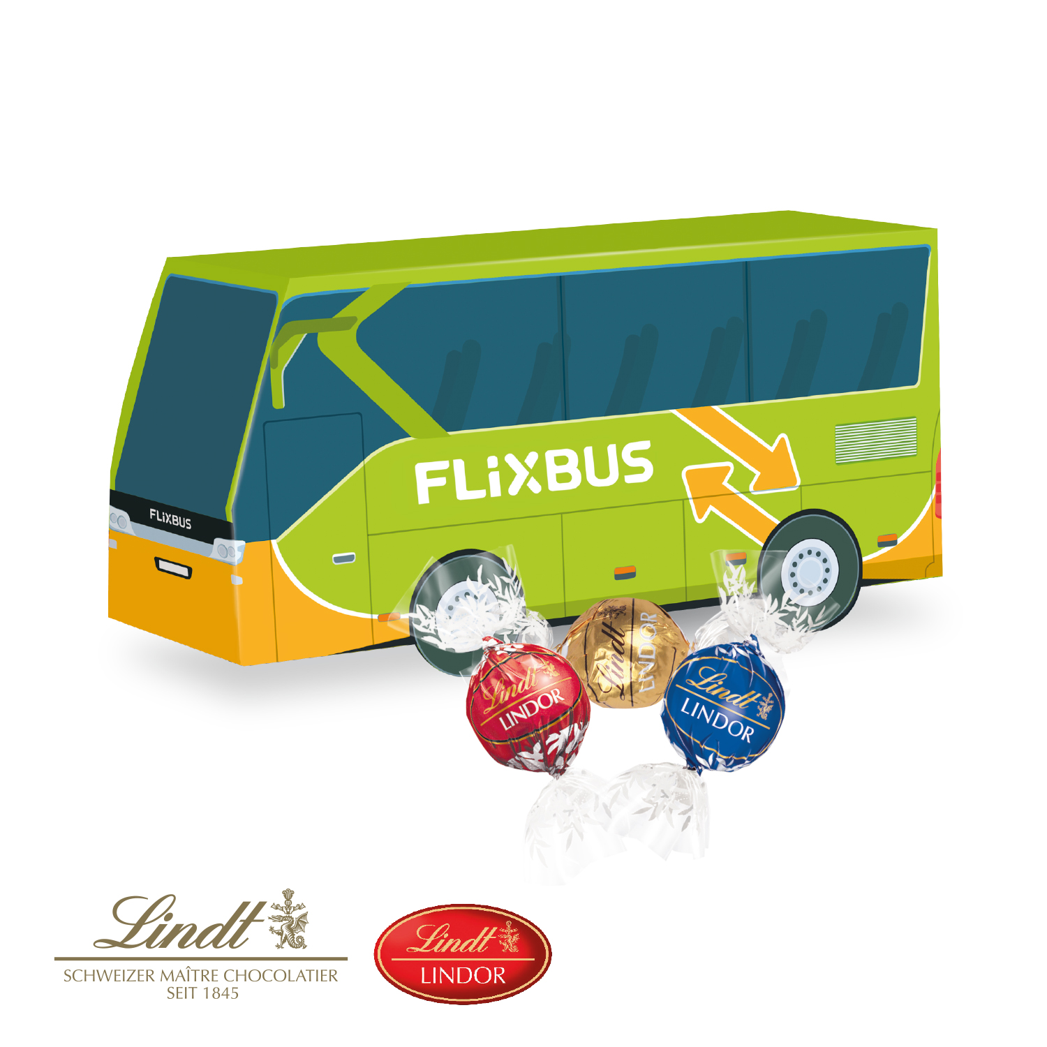3D Präsent "Bus" mit Lindt Lindor Pralinés