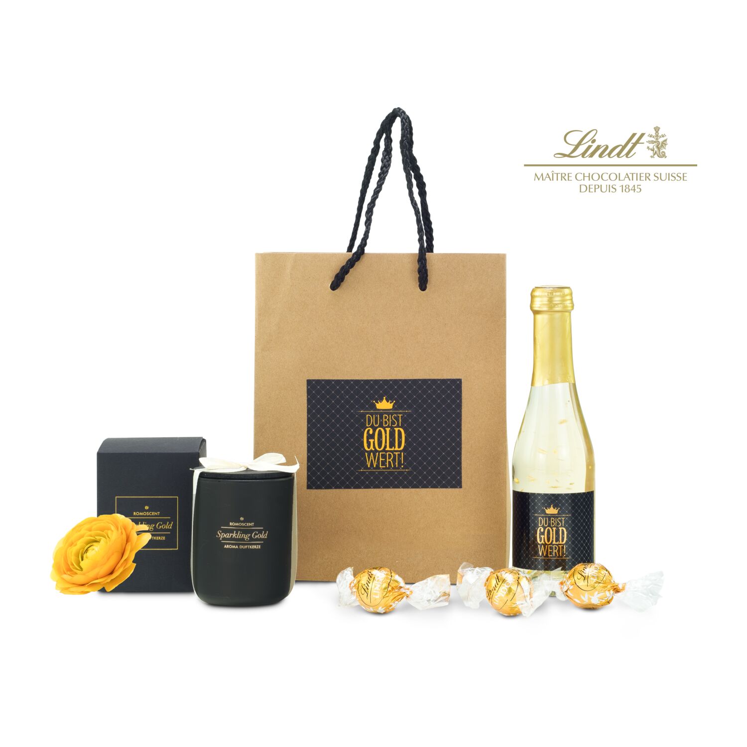 Geschenkset / Präsenteset: Du bist Gold wert Tüte